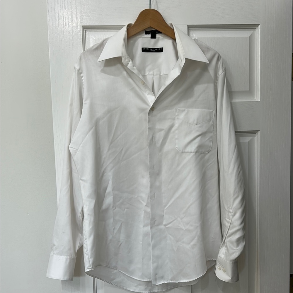 Geoffrey Beene White Dress Shirt Classic Tailored Design
